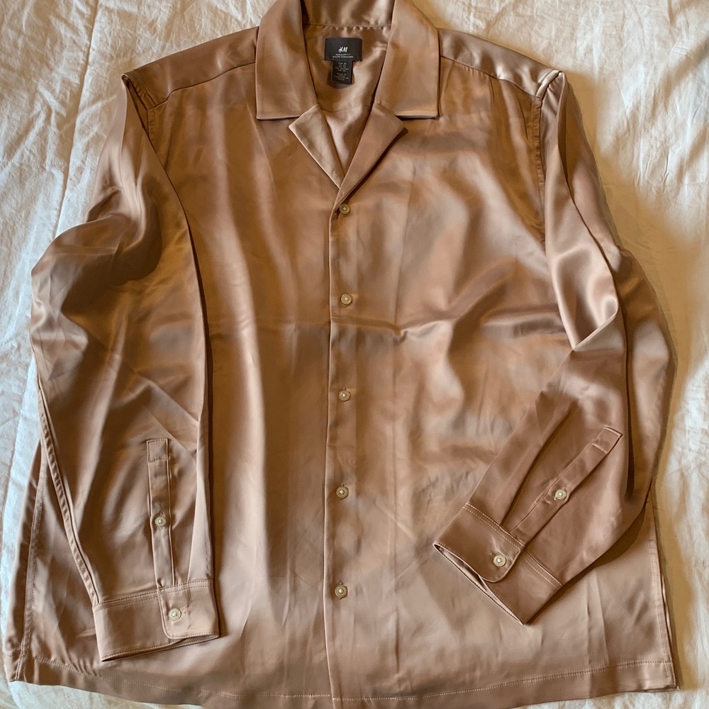 H&M Light Brown Satin Shirt Jacket